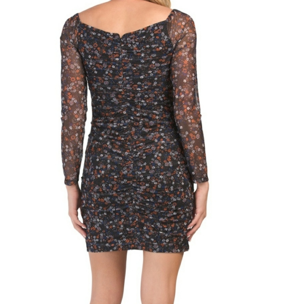 BCBGeneration Dark Mesh Floral Mini Dress | 8 - Picture 2 of 16